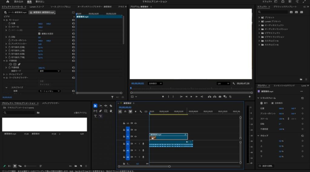 Premire Proの画面